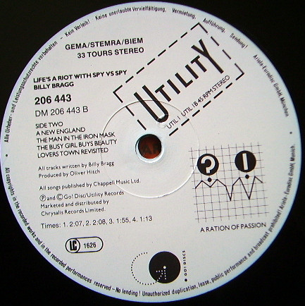 Billy Bragg - Life's A Riot With Spy Vs Spy | Utility (206 443) - 4
