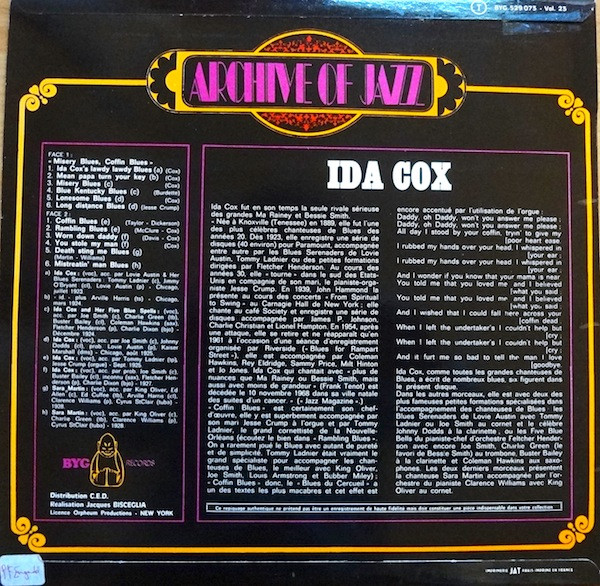 Ida Cox - Archive Of Jazz Volume 23 - Misery Blues - Coffin Blues | BYG Records (529.073) - 2 Ida Cox - Archive Of Jazz Volume 23 - Misery Blues - Coffin Blues | BYG Records (529.073) - 2