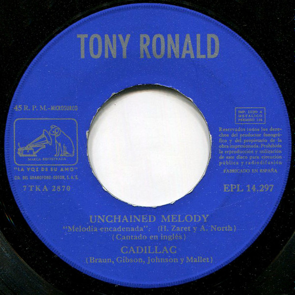 Tony Ronald - Submarino Amarillo / Russian Spy And I / Unchained Melody / Cadillac | La Voz De Su amo (EPL 14.297) - 4