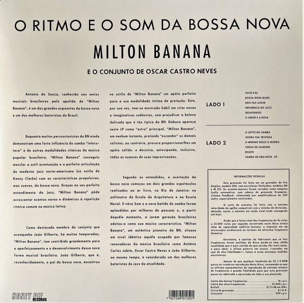 Milton Banana Com Conjunto Oscar Castro Neves - O Ritmo E O Som Da Bossa Nova | Honey Pie Records (Honey068) - 2 Milton Banana Com Conjunto Oscar Castro Neves - O Ritmo E O Som Da Bossa Nova | Honey Pie Records (Honey068) - 2