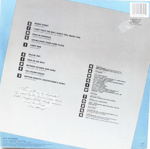 Waylon Jennings - Hangin' Tough | MCA Records (254 570-1) - 2