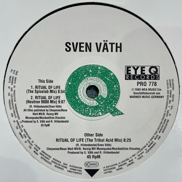 Sven Väth - Ritual Of Life | Eye Q Records (PRO 778) - main Sven Väth - Ritual Of Life | Eye Q Records (PRO 778) - main