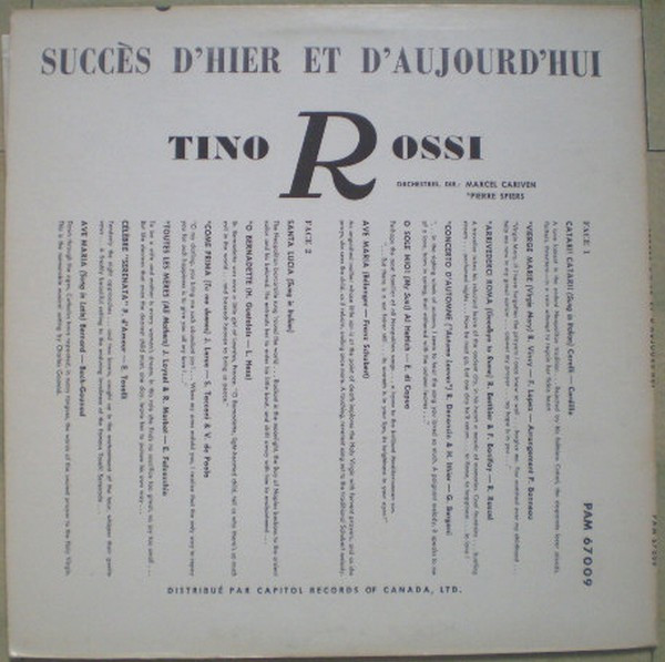 Tino Rossi - Succès D'Hier Et D'Aujourd'Hui | Pathé (PAM 67009) - 2 Tino Rossi - Succès D'Hier Et D'Aujourd'Hui | Pathé (PAM 67009) - 2