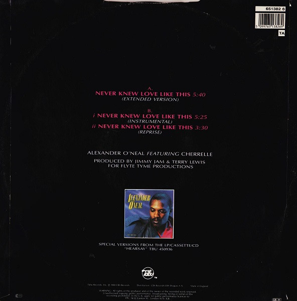 Alexander O'Neal Featuring Cherrelle - Never Knew Love Like This (Extended Version) | Tabu Records (651382 6) - 2 Alexander O'Neal Featuring Cherrelle - Never Knew Love Like This (Extended Version) | Tabu Records (651382 6) - 2