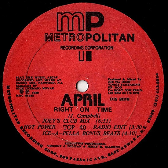 April - Right On Time | Metropolitan Recording Corporation (MRC 04452) - 3