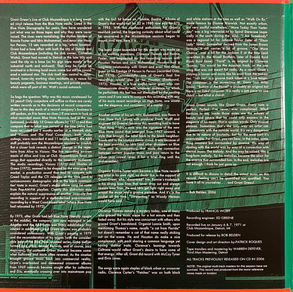 Grant Green - Live At Club Mozambique (2LP - Limited Edition) [Vinyl] | Third Man Records (TMR850) - 2