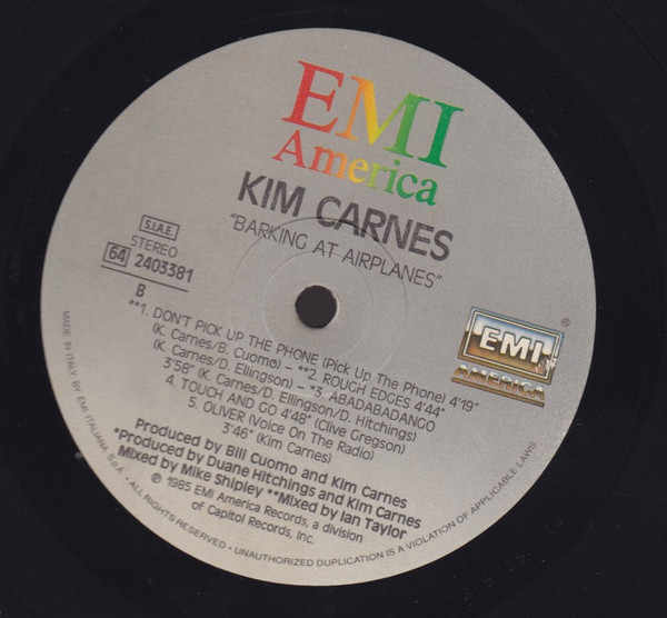Kim Carnes - Barking At Airplanes | EMI America (64 2403381) - 4