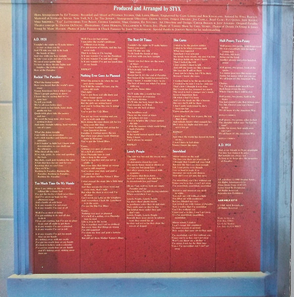 Styx - Paradise Theatre | A&M Records (AMLK 63719) - 3 Styx - Paradise Theatre | A&M Records (AMLK 63719) - 3