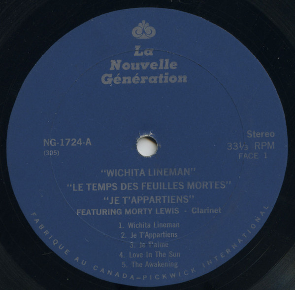 Morty Lewis - Wichita Lineman - Le Temps Des Feuilles Mortes - Je T'Appartiens | La Nouvelle Génération (NG-1724) - 3 Morty Lewis - Wichita Lineman - Le Temps Des Feuilles Mortes - Je T'Appartiens | La Nouvelle Génération (NG-1724) - 3