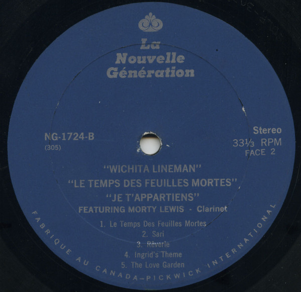 Morty Lewis - Wichita Lineman - Le Temps Des Feuilles Mortes - Je T'Appartiens | La Nouvelle Génération (NG-1724) - 4 Morty Lewis - Wichita Lineman - Le Temps Des Feuilles Mortes - Je T'Appartiens | La Nouvelle Génération (NG-1724) - 4