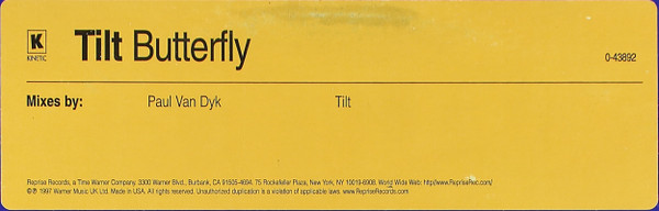 Tilt - Butterfly | Kinetic Records (0-43892) - 4 Tilt - Butterfly | Kinetic Records (0-43892) - 4