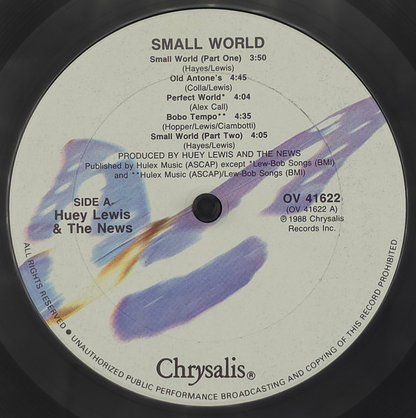 Huey Lewis & The News - Small World | Chrysalis (OV 41622) - 3 Huey Lewis & The News - Small World | Chrysalis (OV 41622) - 3