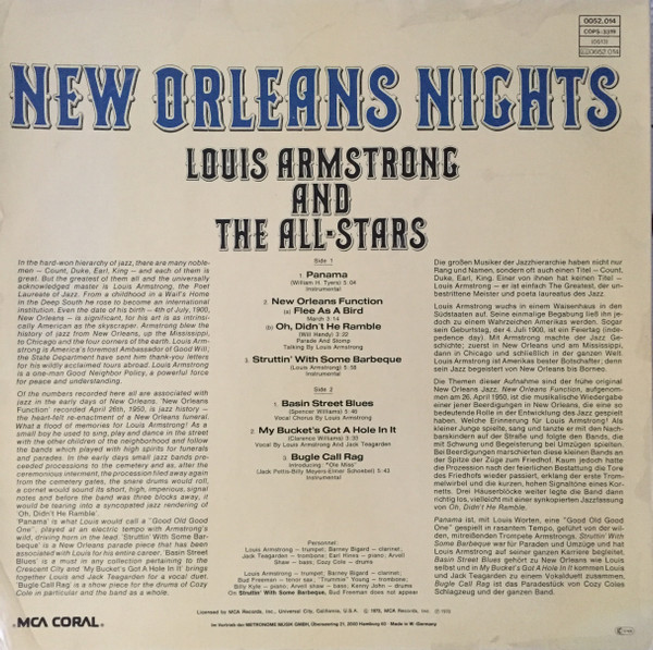 Louis Armstrong And His All-Stars - New Orleans Nights | MCA Coral (0052.014) - main