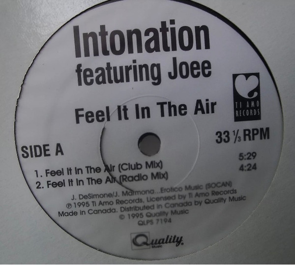 Intonation Featuring Joée - Feel It In The Air | Quality Music (QLPS 7194) - main