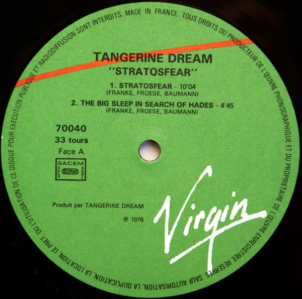 Tangerine Dream - Stratosfear | Virgin (70040) - 4 Tangerine Dream - Stratosfear | Virgin (70040) - 4