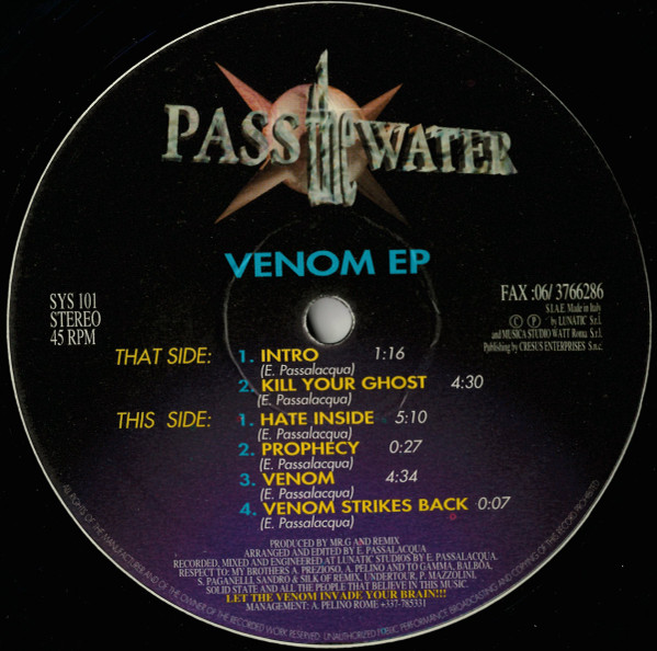Pass The Water - Venom EP | Sysmo (SYS 101) - main