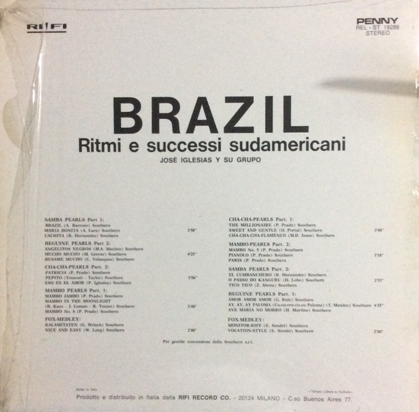 José Iglesias Y Su Grupo - Brazil (Ritmi E Successi Sudamericani) | Penny (REL ST 19288) - 2