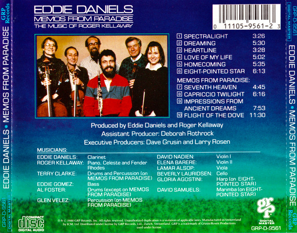 Eddie Daniels - Memos From Paradise: The Music Of Roger Kellaway | GRP (GRP-D-9561) - 2