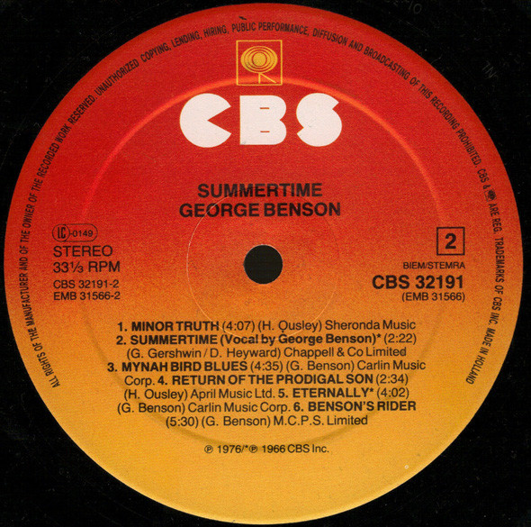 George Benson - Summertime | CBS (CBS 32191) - 4 George Benson - Summertime | CBS (CBS 32191) - 4