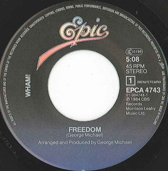Wham! - Freedom | Epic (EPCA 4743) - 3