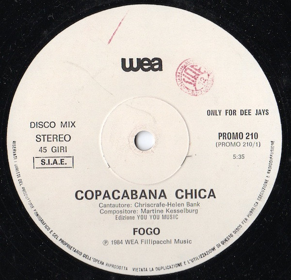 Fogo / Matt Bianco - Copacabana Chica / Half A Minute | WEA (PROMO 210) - main
