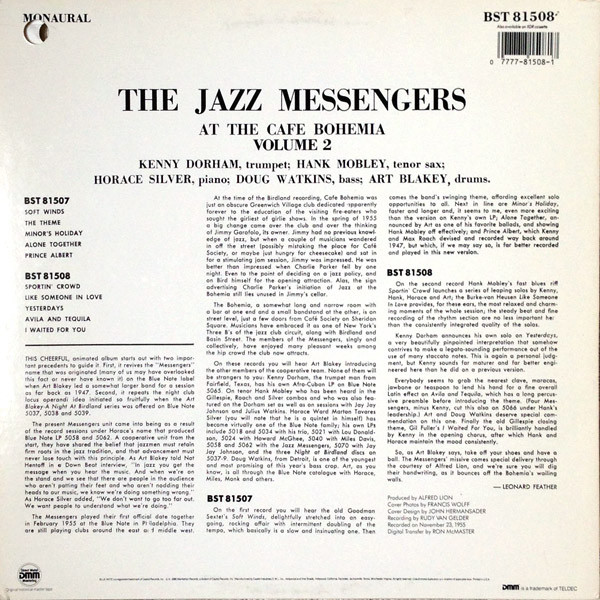 Art Blakey & The Jazz Messengers - At The Cafe Bohemia Volume 2 | Blue Note (BST-81508) - 2