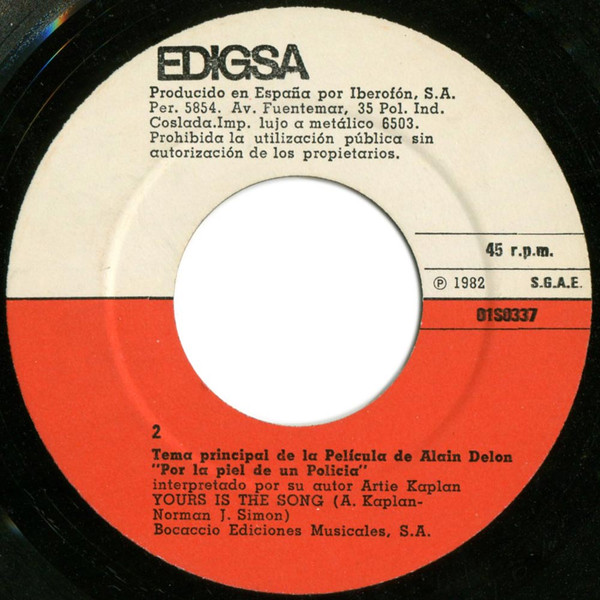 Artie Kaplan - Bensonhurst Blues Tema Principal De La Película De Alain Delon "Por La Piel De Un Policia" | Edigsa (01S0337 1) - 4