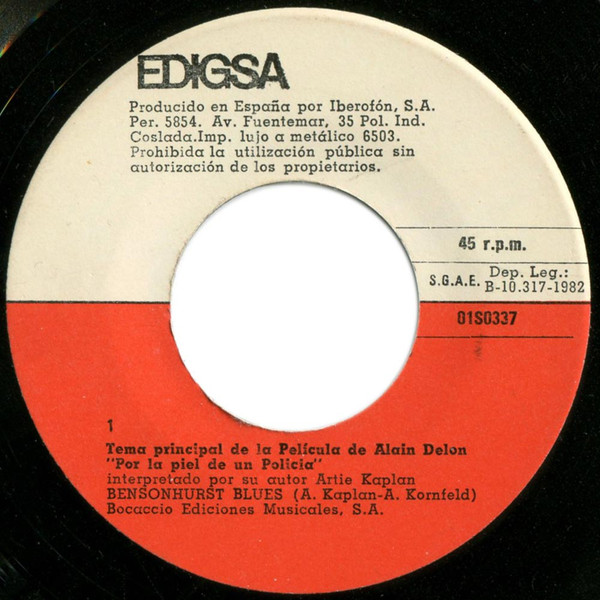 Artie Kaplan - Bensonhurst Blues Tema Principal De La Película De Alain Delon "Por La Piel De Un Policia" | Edigsa (01S0337 1) - 3