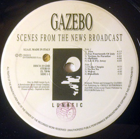 Gazebo - Scenes From The News Broadcast | Lunatic Records (ZL 75096) - 4