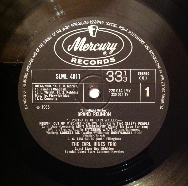 The Earl Hines Trio - Grand Reunion | Limelight (SLML 4011) - 3