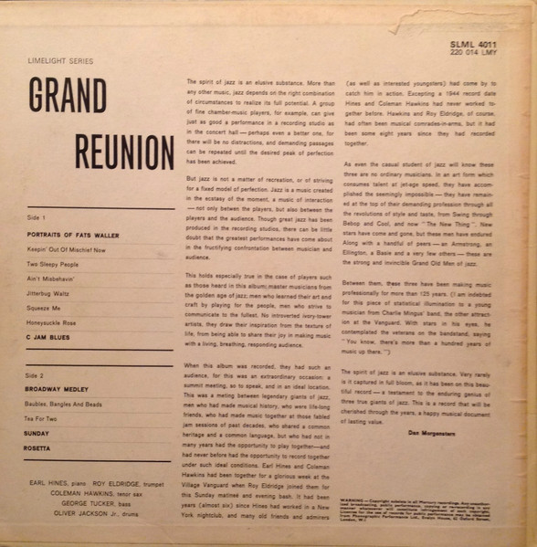 The Earl Hines Trio - Grand Reunion | Limelight (SLML 4011) - 2
