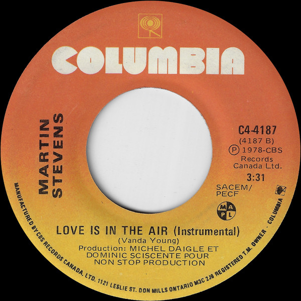 Martin Stevens - Love Is In The Air | Columbia (C4-4187) - main Martin Stevens - Love Is In The Air | Columbia (C4-4187) - main