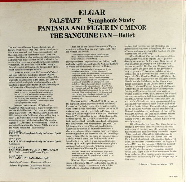 Sir Adrian Boult , London Philharmonic Orchestra , Sir Edward Elgar - Falstaff - Symphonic Study / The Sanguine Fan - Ballet / Fantasia And Fugue In C Minor | Mobile Fidelity Sound Lab (MFSL 2-501) - 3 Sir Adrian Boult , London Philharmonic Orchestra , Sir Edward Elgar - Falstaff - Symphonic Study / The Sanguine Fan - Ballet / Fantasia And Fugue In C Minor | Mobile Fidelity Sound Lab (MFSL 2-501) - 3