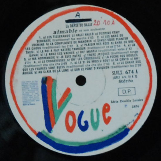 Aimable Son Accordéon Et Son Orchestre - La Danse Du Balai, La Danse Du Tapis | Vogue (SLVLX. 674 A/B) - 3