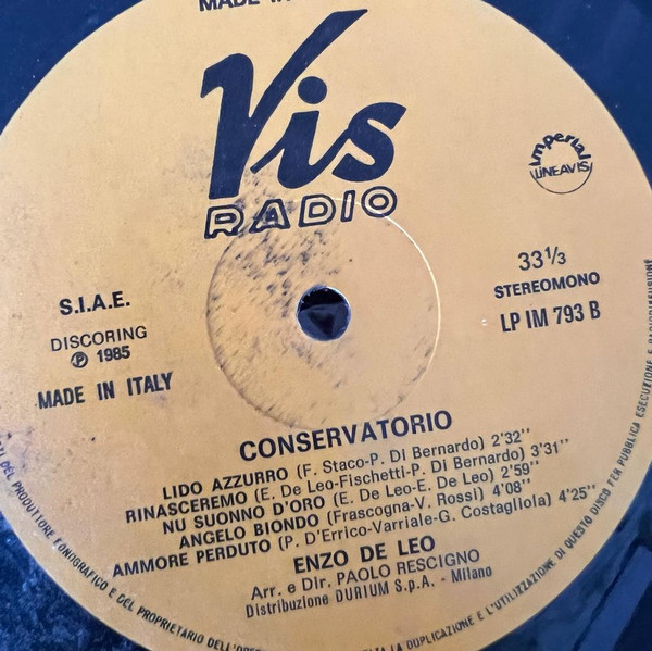 Enzo De Leo - Conservatorio | Vis Radio (LP IM 793) - 4 Enzo De Leo - Conservatorio | Vis Radio (LP IM 793) - 4