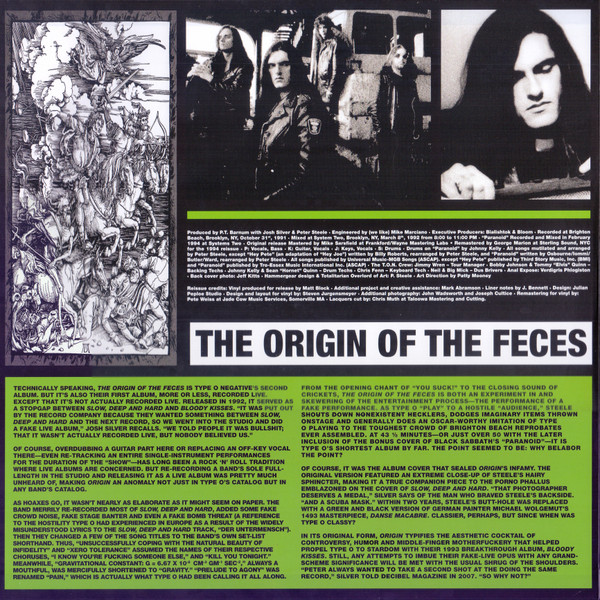 Type O Negative - The Origin Of The Feces (Not Live At Brighton Beach) | Run Out Groove (ROGV-171) - 3