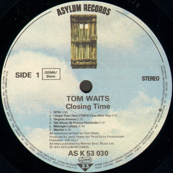 Tom Waits - Closing Time | Asylum Records (AS 53 030) - 3