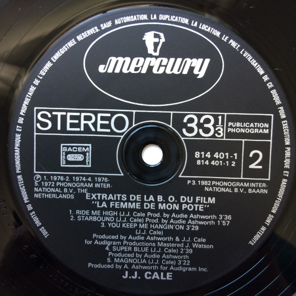 J.J. Cale - La Femme De Mon Pote (Extraits De La Bande Originale Du Film) | Mercury (814 401-1) - 4