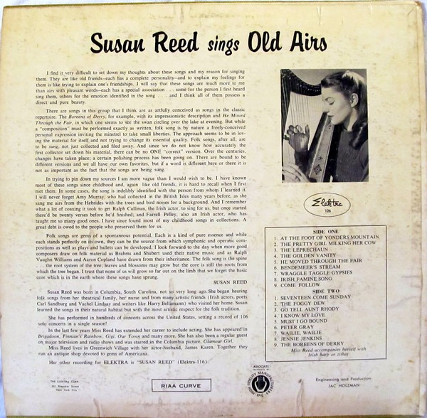 Susan Reed - Susan Reed Sings Old Airs | Elektra (EKL-126) - 2 Susan Reed - Susan Reed Sings Old Airs | Elektra (EKL-126) - 2