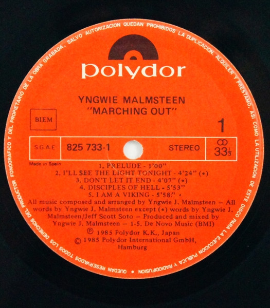 Yngwie J. Malmsteen's Rising Force - Marching Out | Polydor (825 733-1) - 3