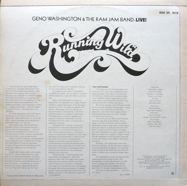 Geno Washington & The Ram Jam Band - Running Wild | Pye Records (NSPL. 18219) - 2