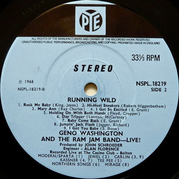 Geno Washington & The Ram Jam Band - Running Wild | Pye Records (NSPL. 18219) - 4