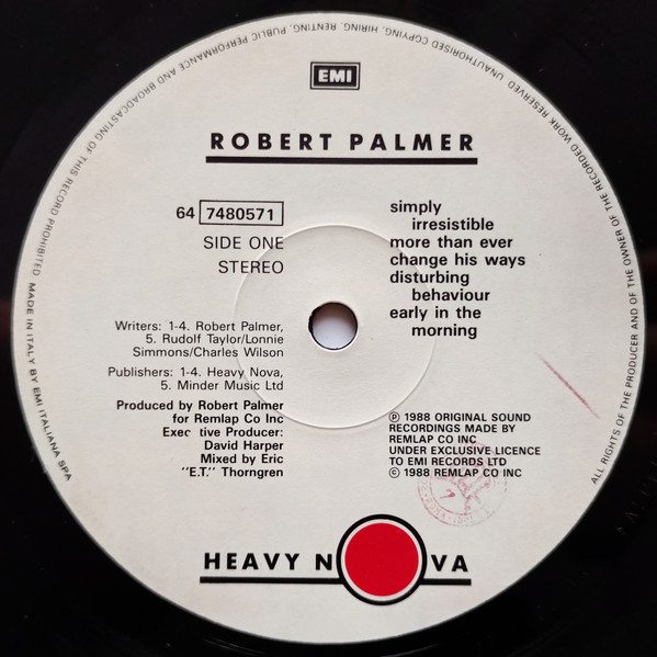 Robert Palmer - Heavy Nova | EMI (64 7480571) - 3