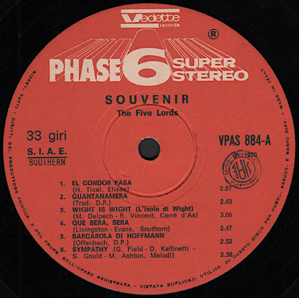 The Five Lords - Souvenir | Phase 6 Super Stereo (VPAS 884) - 3
