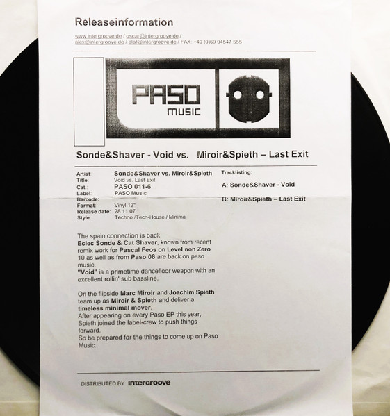 Eclec Sonde & Cat Shaver / Marc Miroir & Joachim Spieth - Void / Last Exit | Paso Music (paso.011) - 3 Eclec Sonde & Cat Shaver / Marc Miroir & Joachim Spieth - Void / Last Exit | Paso Music (paso.011) - 3