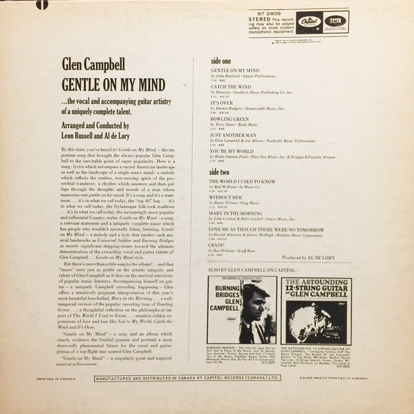 Glen Campbell - Gentle On My Mind | Capitol Records (ST 2809) - 2 Glen Campbell - Gentle On My Mind | Capitol Records (ST 2809) - 2
