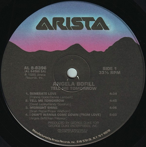 Angela Bofill - Tell Me Tomorrow | Arista (AL8-8396) - 3 Angela Bofill - Tell Me Tomorrow | Arista (AL8-8396) - 3