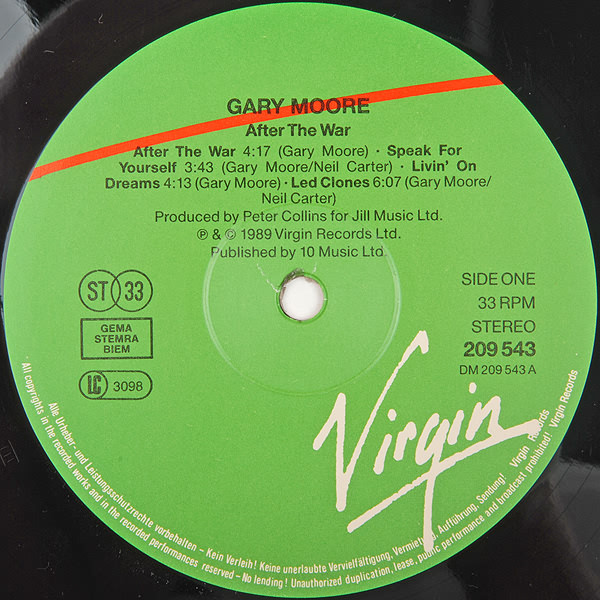Gary Moore - After The War | Virgin (209 543-630) - 3