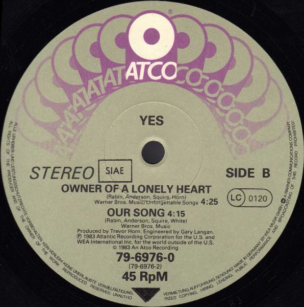 Yes - Owner Of A Lonely Heart | ATCO Records (79-6976-0) - 4