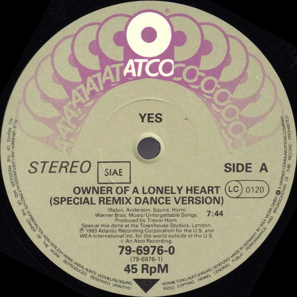 Yes - Owner Of A Lonely Heart | ATCO Records (79-6976-0) - 3